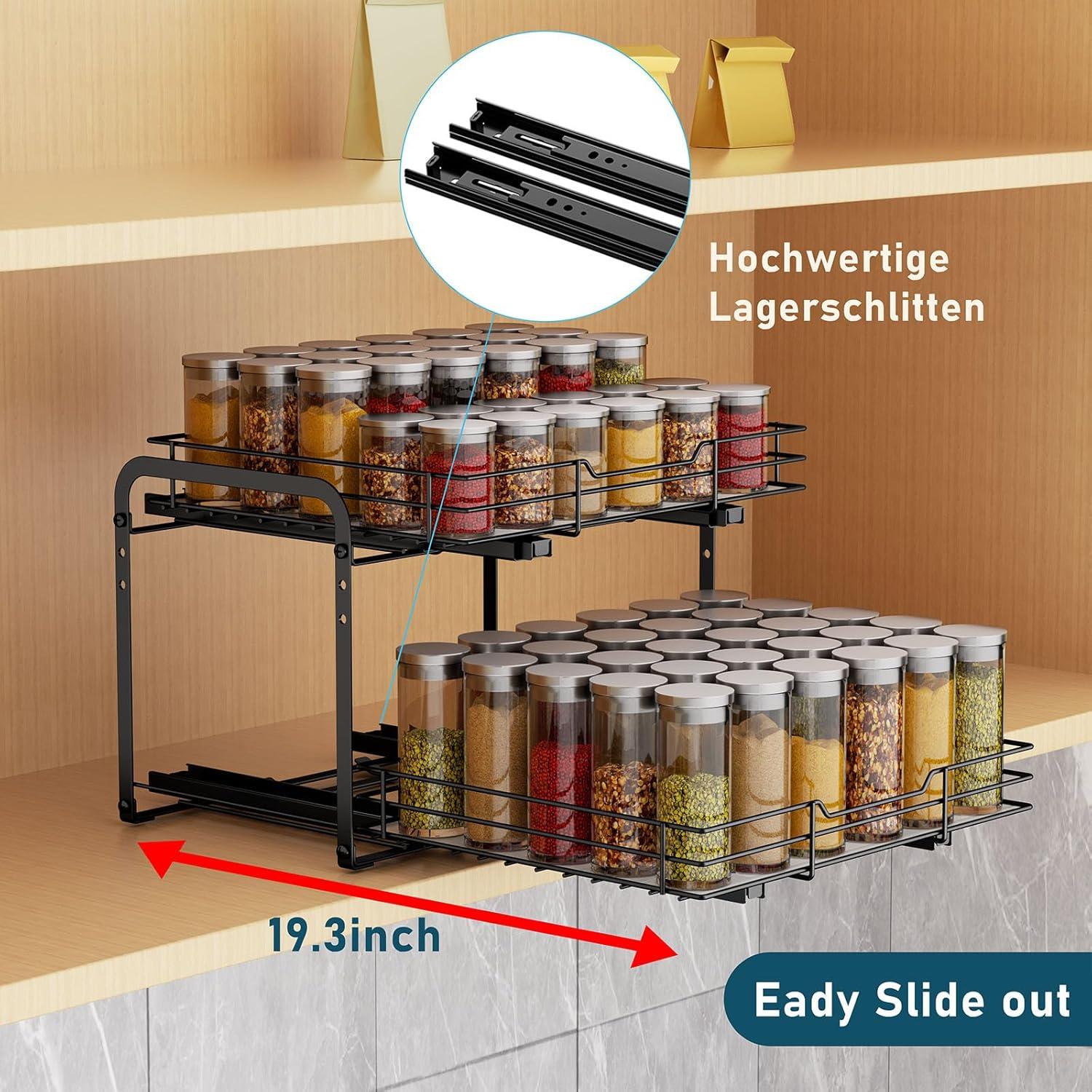 Ausziehbares Gewürzregal 2 Etagen Schrank Organizer Küche - Höhenverstellbar
