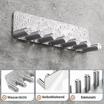 Elektrischer Zahnbürstenhalter ohne Bohren – Edelstahl, Silber, 6 Köpfe