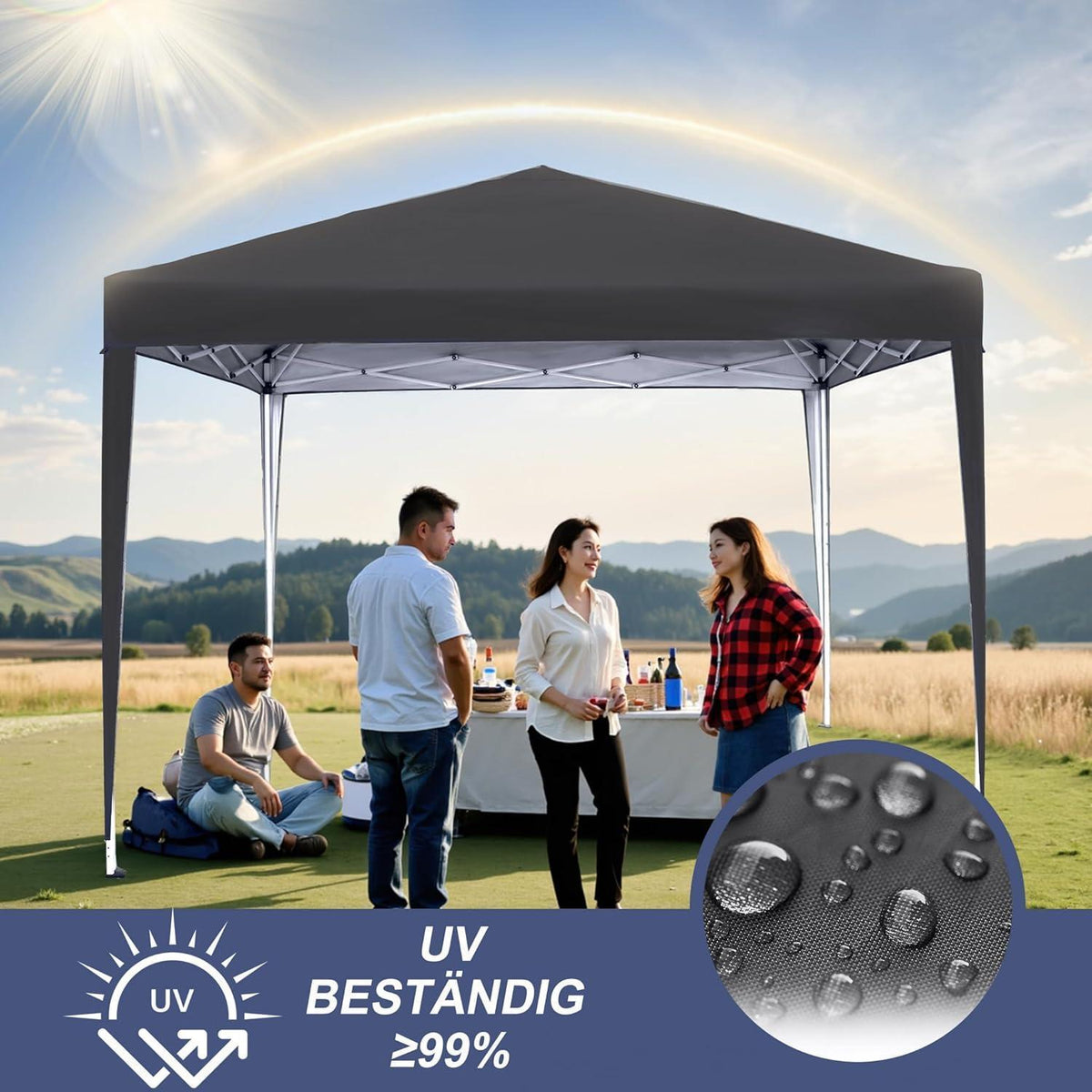 Faltpavillon 3x3m – Wasserdicht & UV-Schutz für Garten & Party