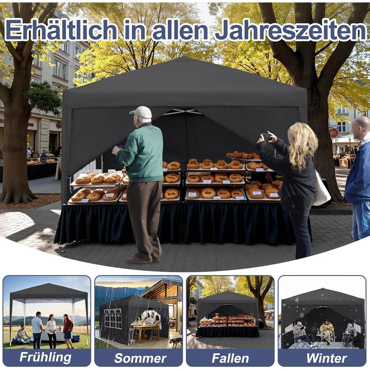 Faltpavillon 3x3m – Wasserdicht & UV-Schutz für Garten & Party