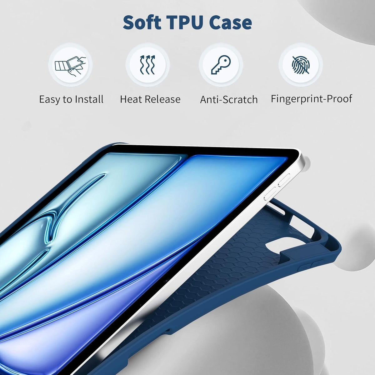 iPad Air M2 11 Zoll Schutzhülle Trifold Ständer Stifthalter Meerblau