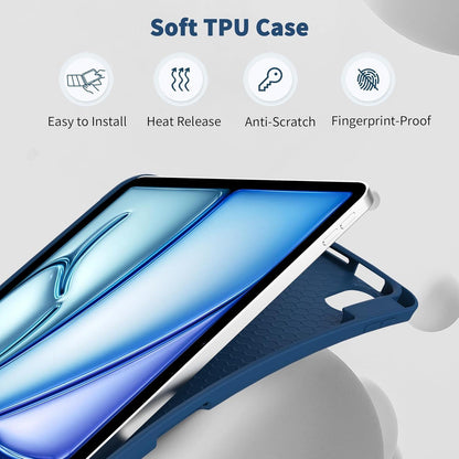 iPad Air M2 11 Zoll Schutzhülle Trifold Ständer Stifthalter Meerblau