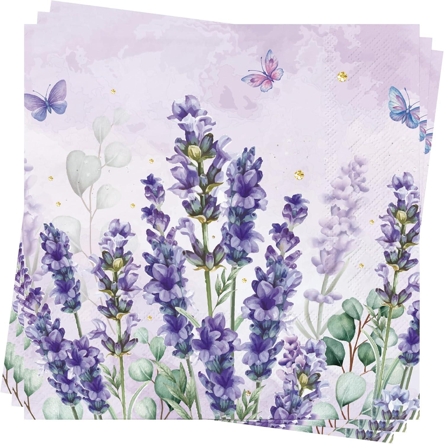 Frühlings Servietten Blume Geburtstag Ostern 40Stück Lavendel