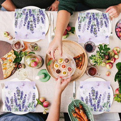 Frühlings Servietten Blume Eukalyptus Lavendel - 40Stück Hochzeit Geburtstag Ostern