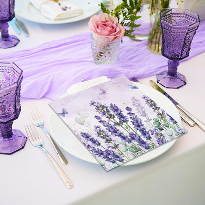 Frühlings Servietten Lavendel Eukalyptus Geburtstag Hochzeit - 40Stk 33x33cm