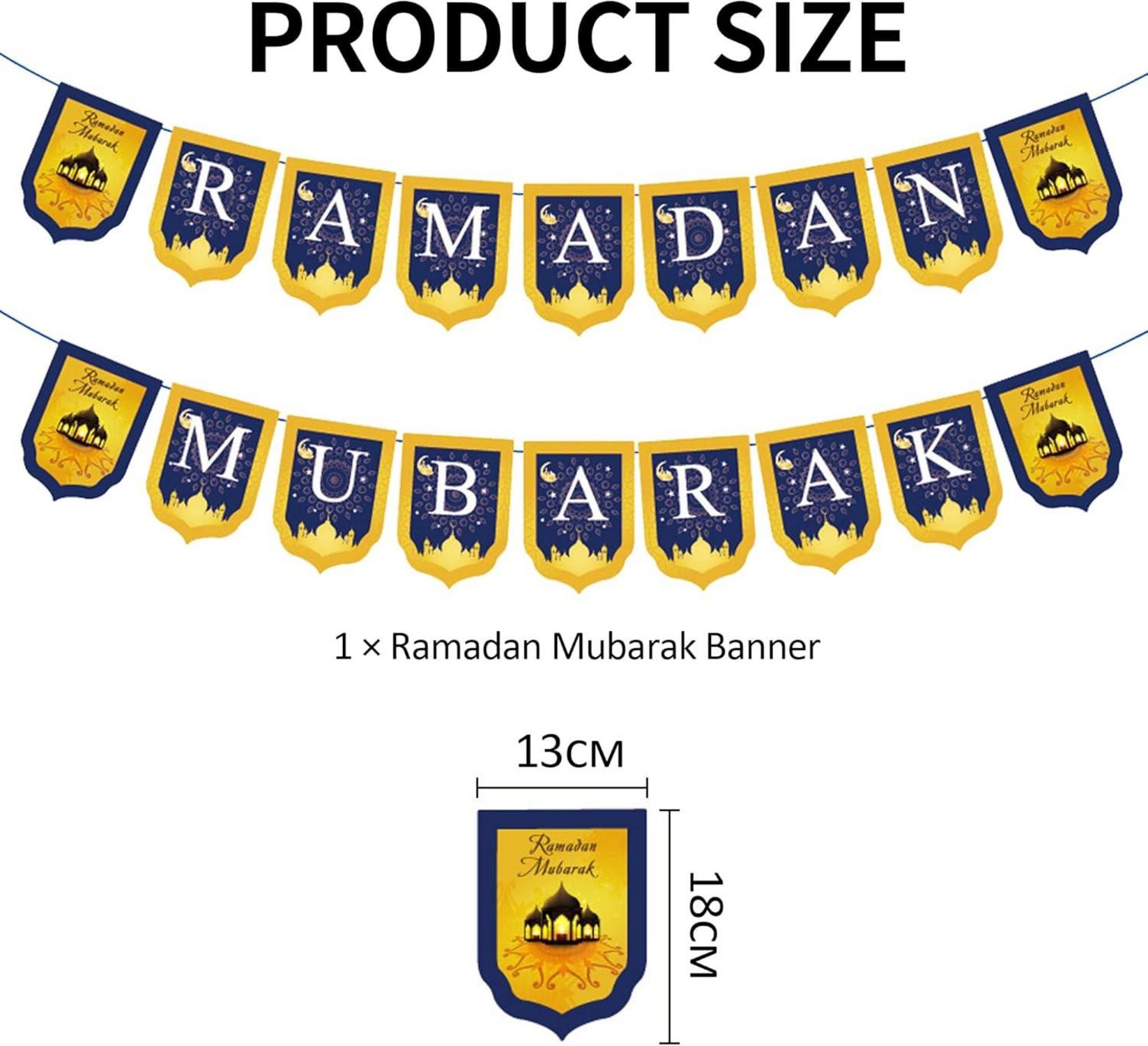 Ramadan Mubarak Dekoration Set Eid Banner Stern Mond Gold