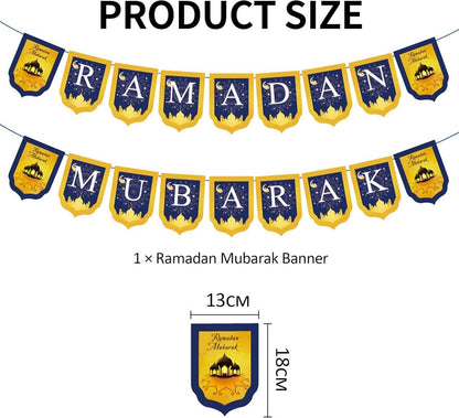 Ramadan Mubarak Dekoration Set Eid Banner Stern Mond Gold