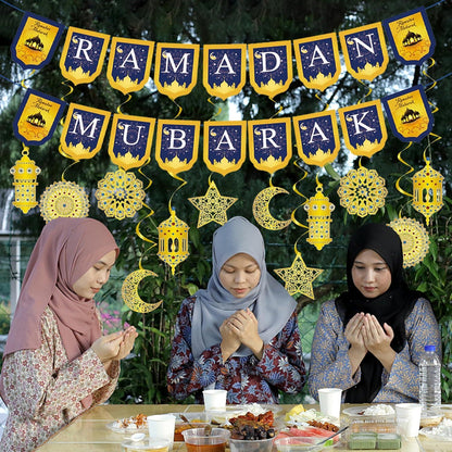 Ramadan Mubarak Dekorationen Eid Stern Mond Goldfarben