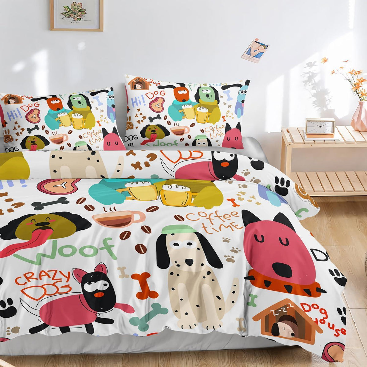 Welpen Bettwäsche Set 200x200cm – Cartoon Kinderbettwäsche