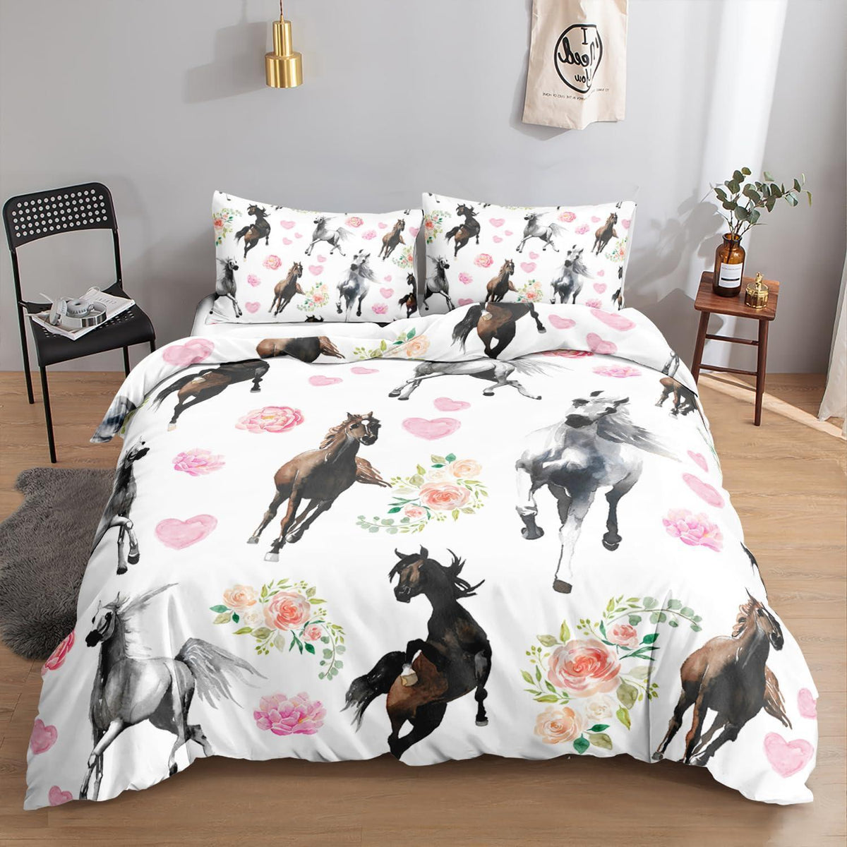 Kinder Bettwäsche Set Pferd Ölgemälde 200x200 cm