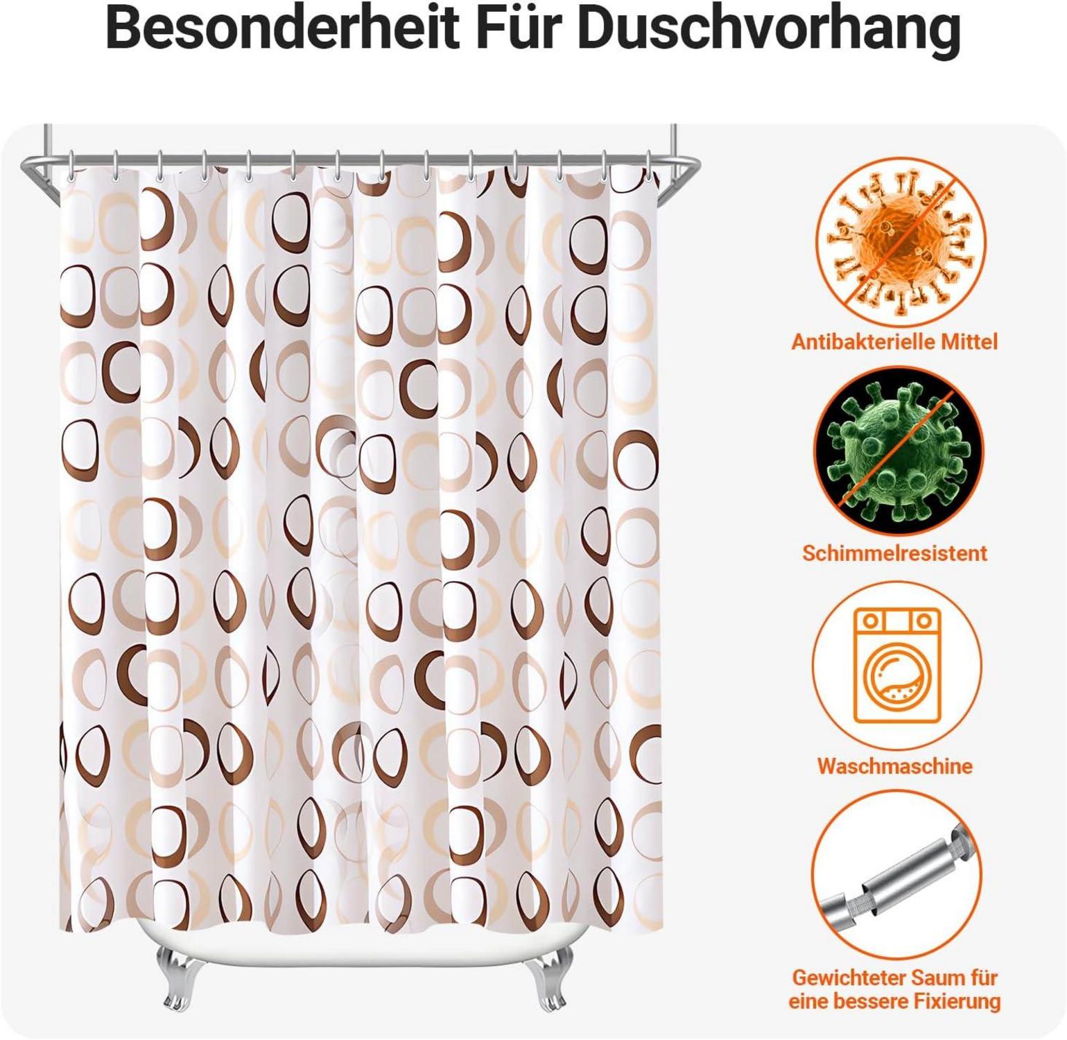 Duschvorhang 150x200cm Kamelfarbe Kreis Wasserdicht Textil 200x150cm