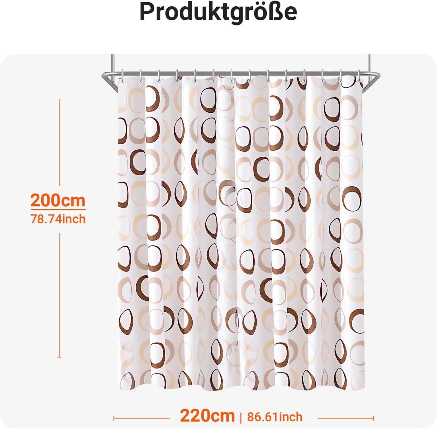 Duschvorhang Textil Kamelfarbe Kreis 220x200cm inkl. 12 Ringe