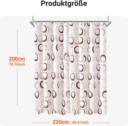 Duschvorhang Textil Kamelfarbe Kreis 220x200cm inkl. 12 Ringe