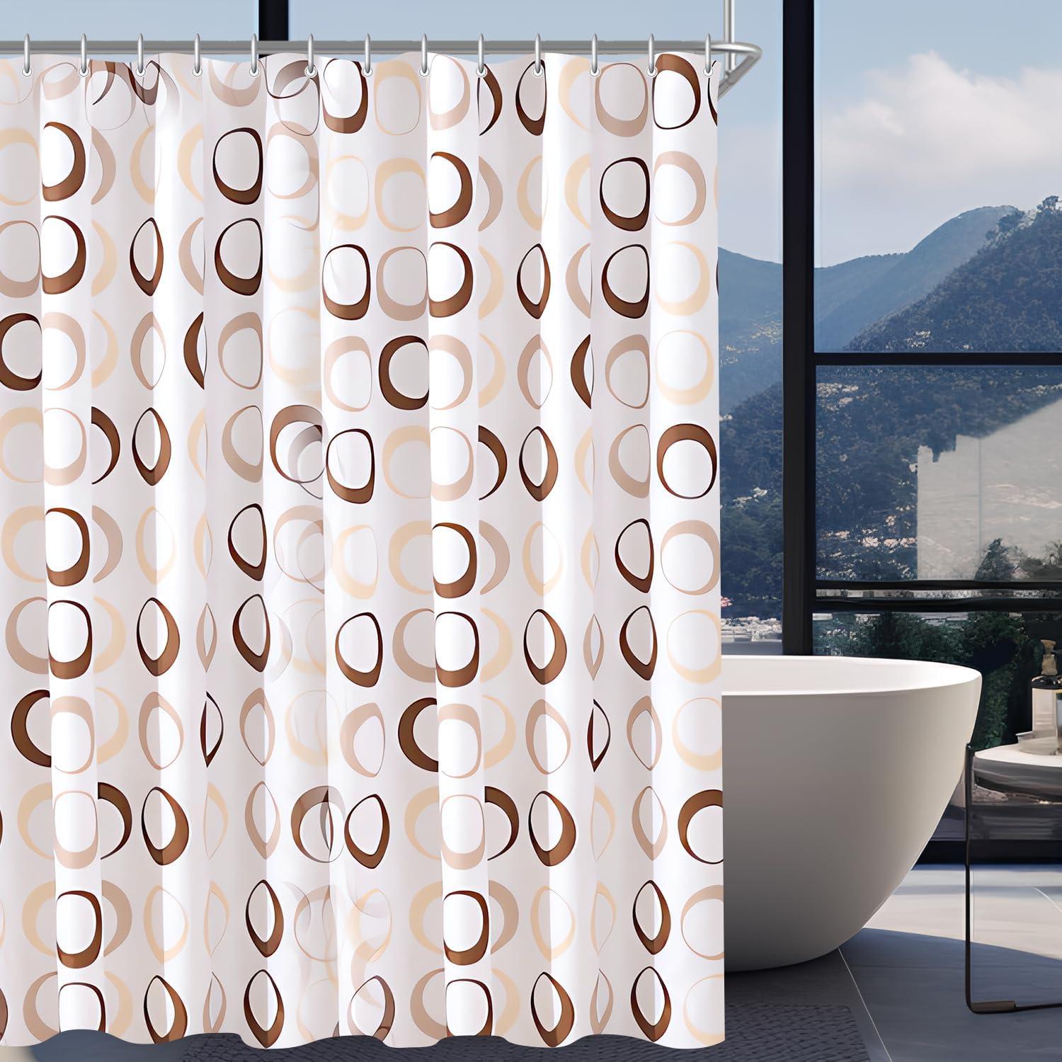 Duschvorhang Kamelfarbe Kreis 220x200cm Antischimmel Wasserabweisend Polyester