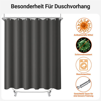 Duschvorhang Dunkelgrau 200x200cm Antischimmel Wasserabweisend Polyester Stoff