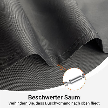 Duschvorhang Dunkelgrau 120x200cm Beschwert Saum Textil