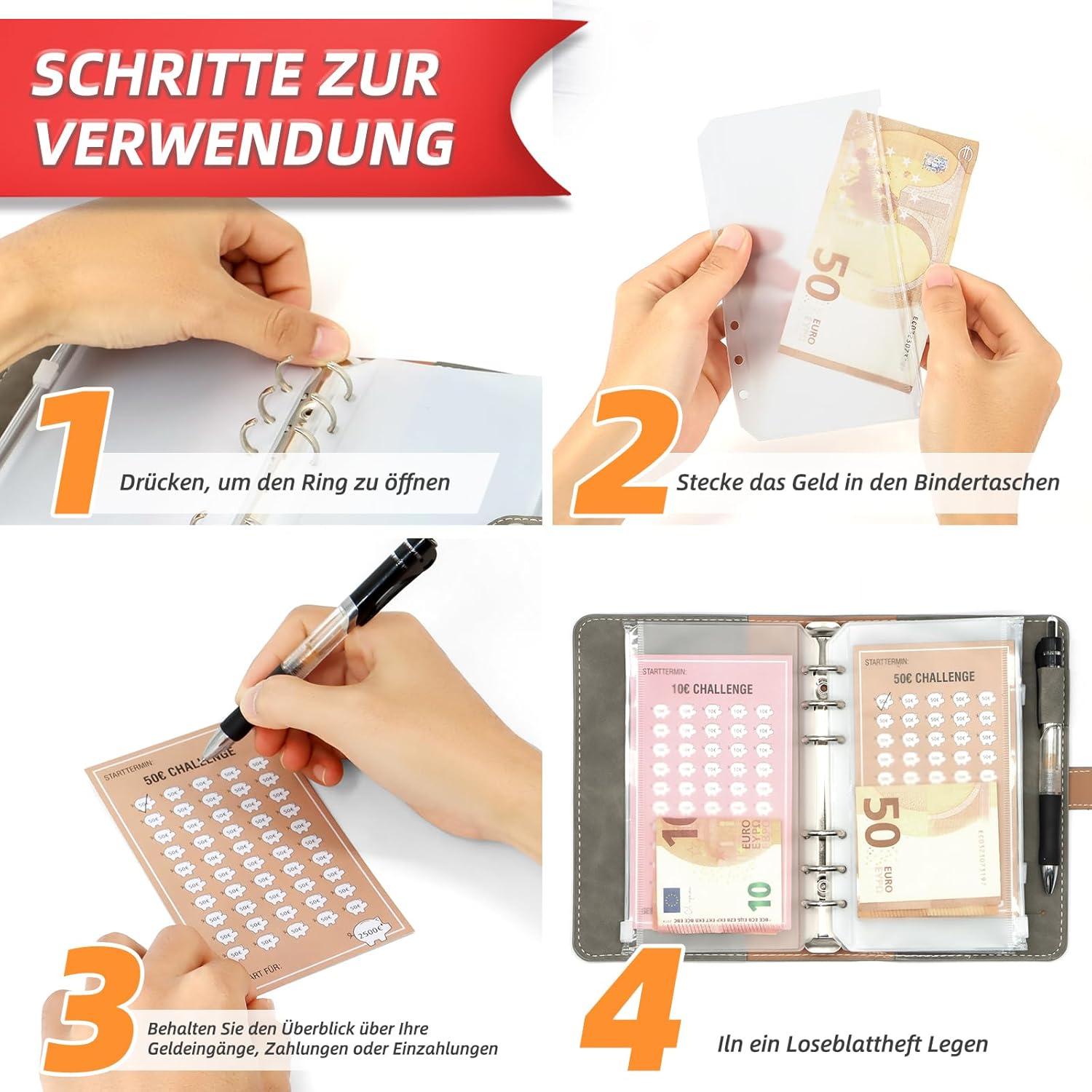 Budget Planner Set 8 Sparchallenges - Spar Challenge Buch Deutsch Haushaltsbuch