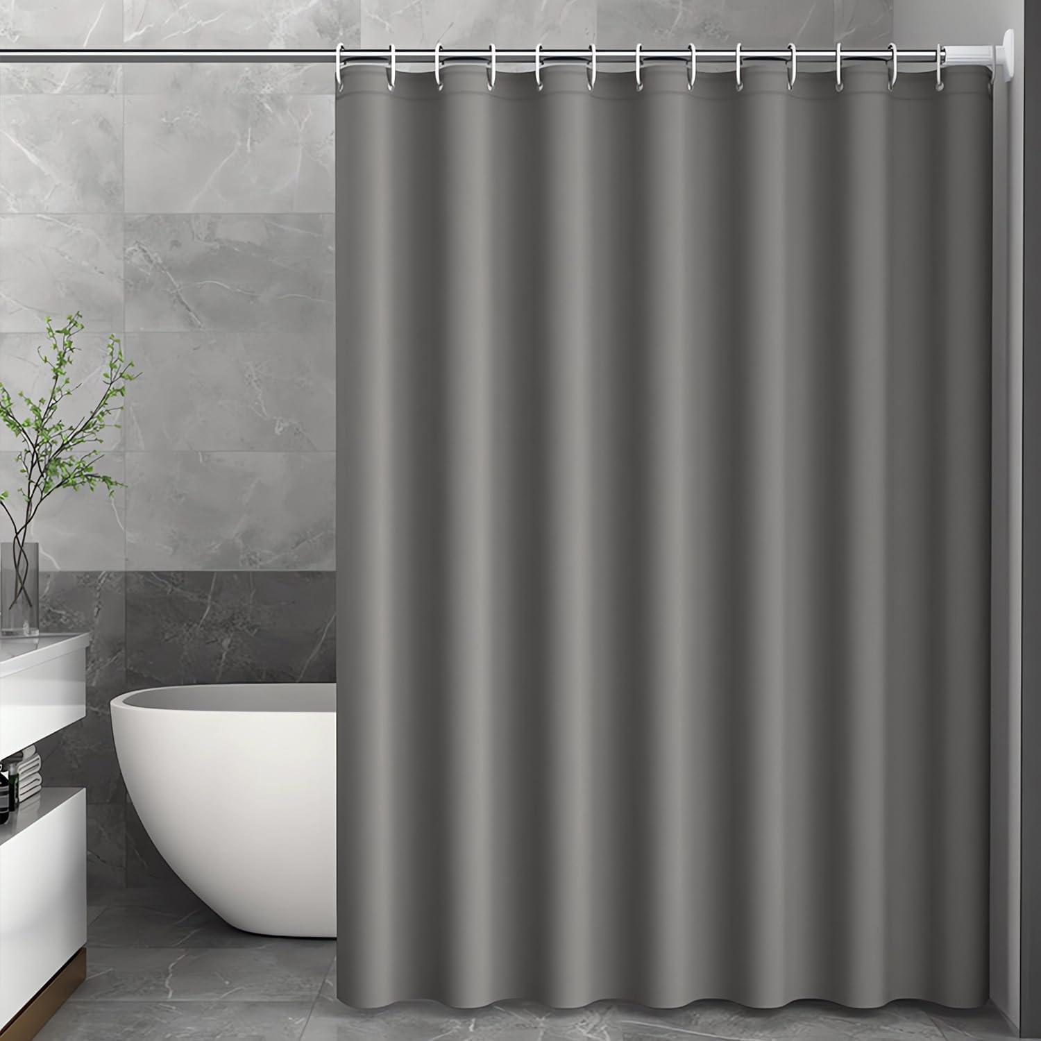Duschvorhang 280x200cm Dunkelgrau, Polyester Antischimmel Wasserabweisend, Waschbar