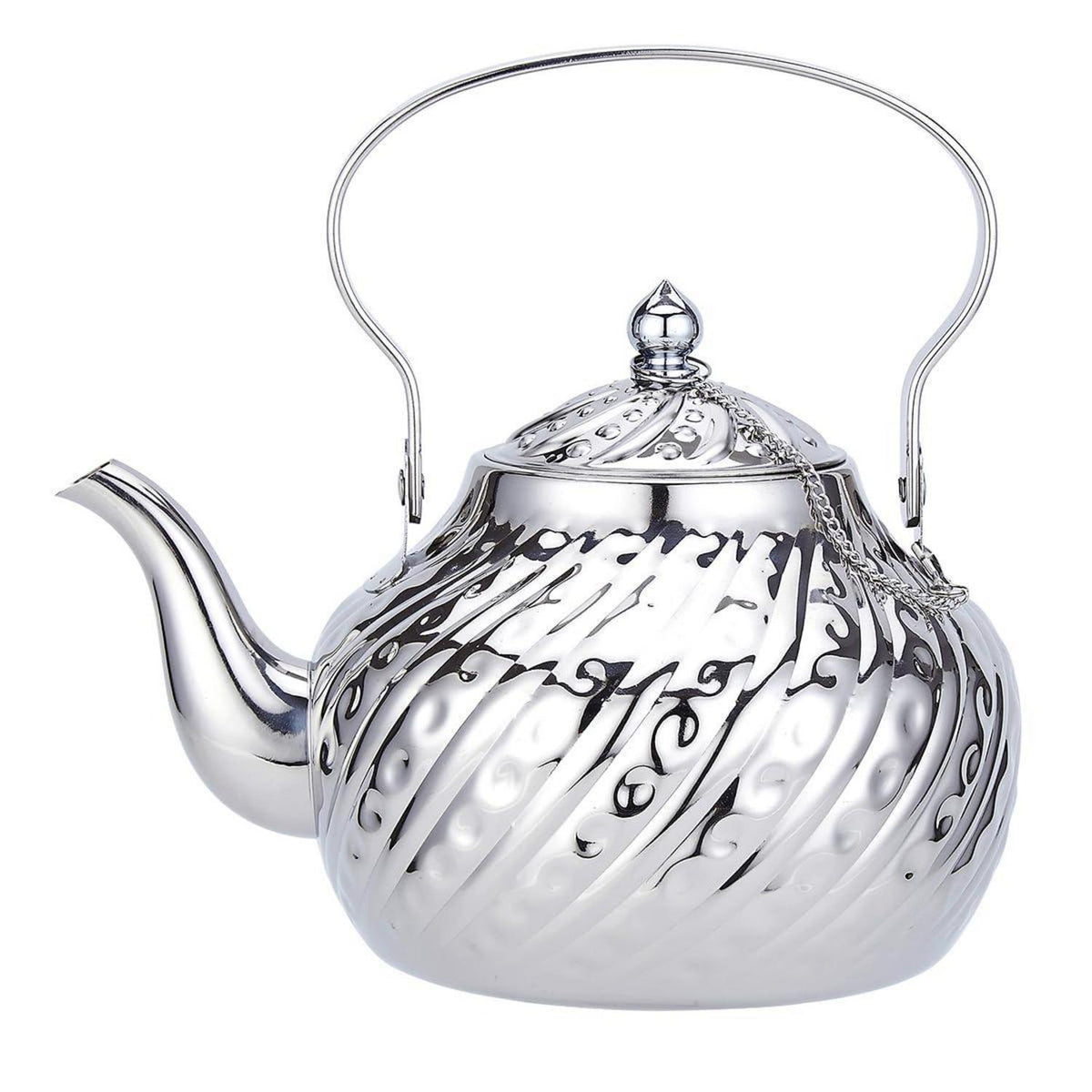Edelstahl Teekanne 2L mit Sieb – Vintage Design für Herd