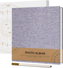 Selbstklebendes Fotoalbum 10x15 Leinen Hochzeit 40 Seiten Lila