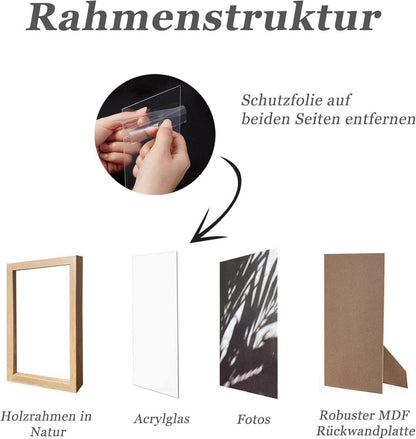 Bilderrahmen 40x60cm Holz Natur Fotorahmen Eiche 3er Set Acrylglas