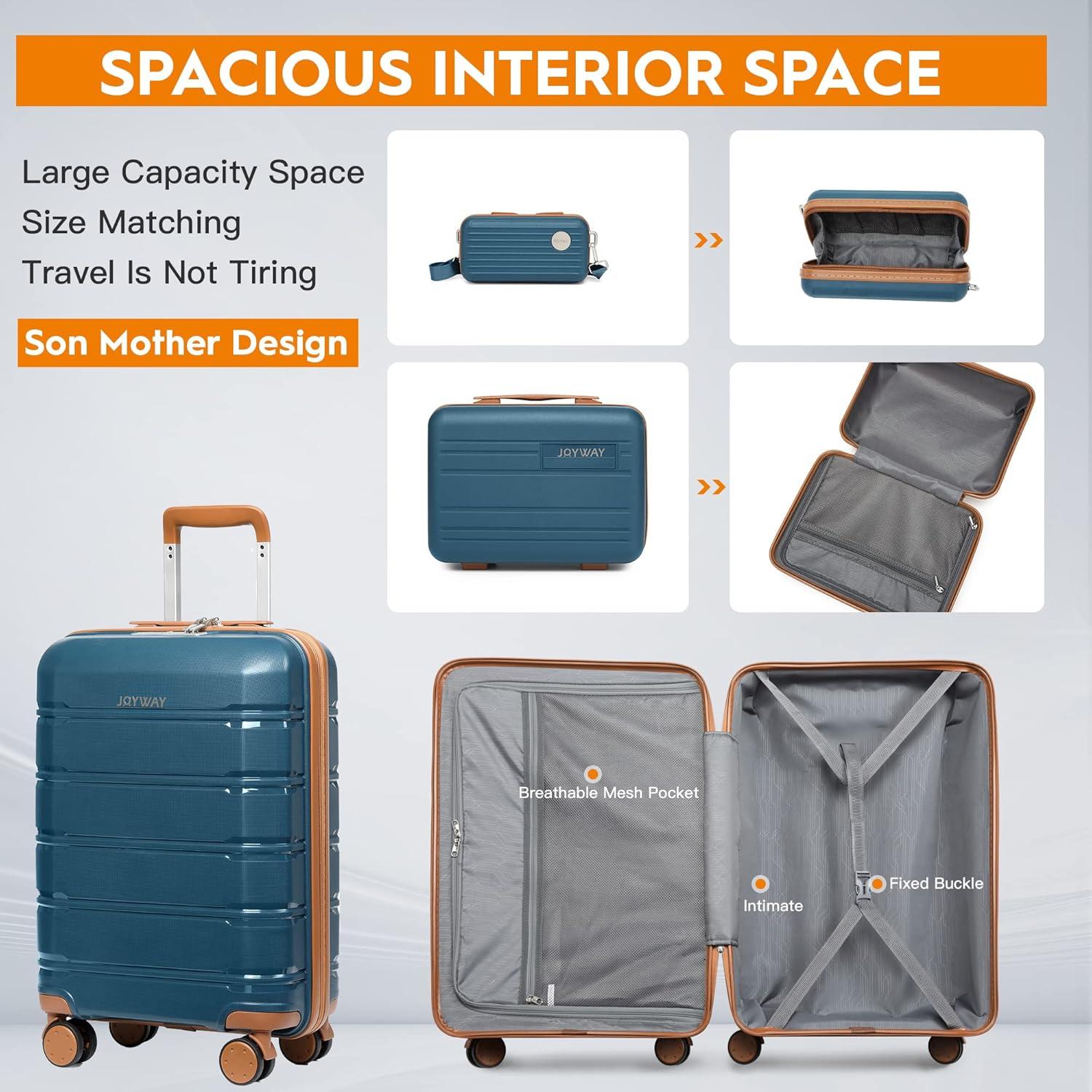 Joyway Kofferset 3tlg Hartschale 4 Rollen TSA-Schloss Handgepäck-Set