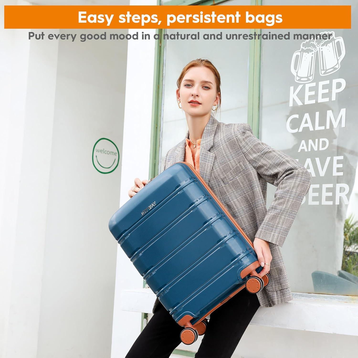 Joyway Kofferset 3-teilig Hartschale Blau/Braun TSA-Schloss 4 Rollen