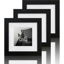 Schwarze Bilderrahmen 15x15cm Quadratisch Holz 3er Set mit
