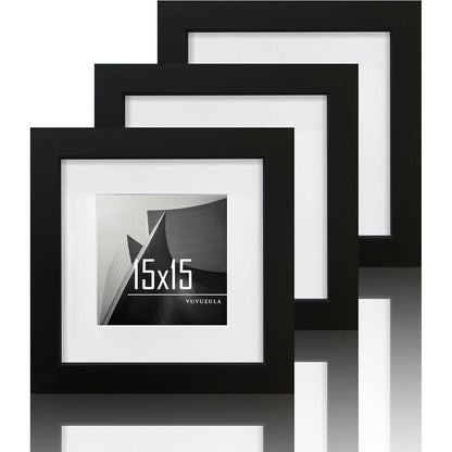 Schwarze Bilderrahmen 15x15cm Quadratisch Holz 3er Set mit