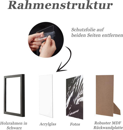 Bilderrahmen Schwarz 15x15cm Holz Fotorahmen 3er Set