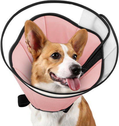 EvcgoX Halskrause Hund Leckschutz Weich 360° Vision PVC Pink L