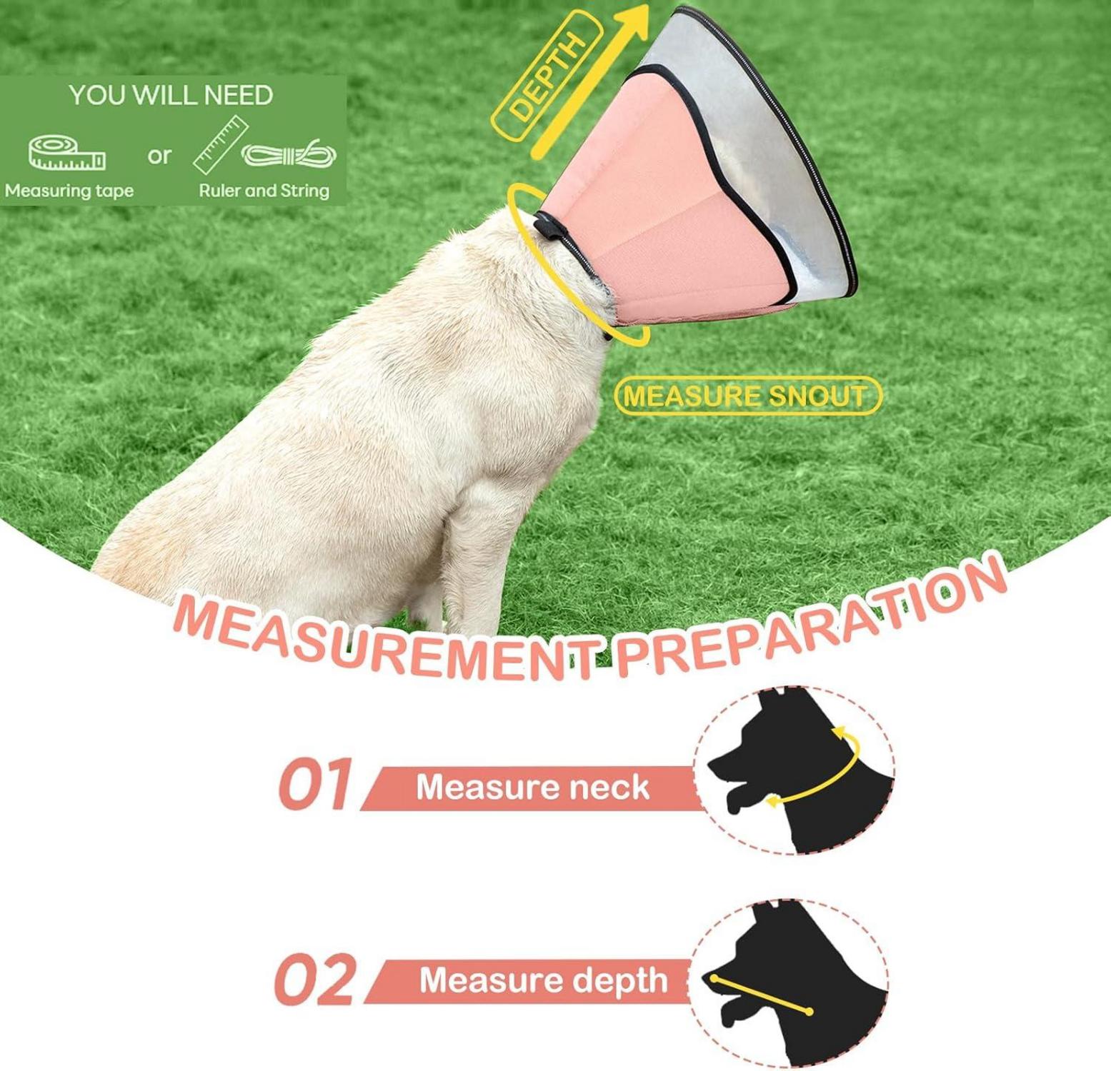EvcgoX Halskrause Hund Leckschutz Weich 360° Vision PVC Pink L