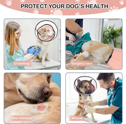 Halskrause Hund Leckschutz 360° Vision Weich Rosa Große Hunde