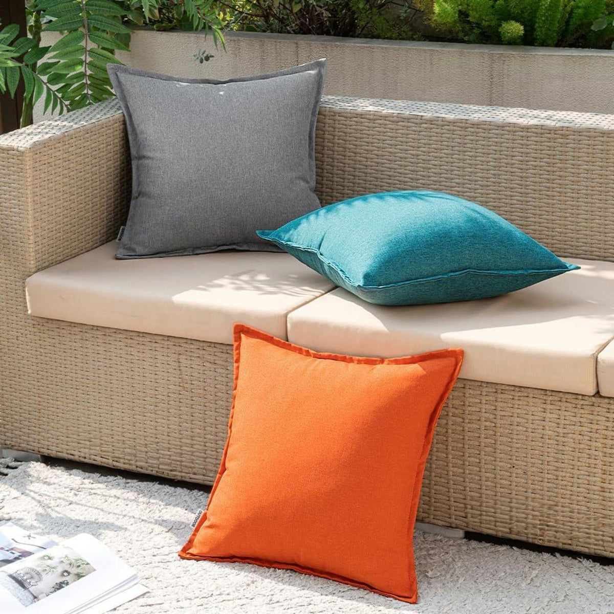 Wasserdichte Outdoor Kissenbezüge Set 50x50 cm Grau - 2er Set