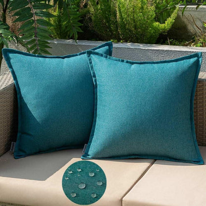 Wasserfestes Outdoor Kissenbezug Set Pfauenblau 45x45cm 2er