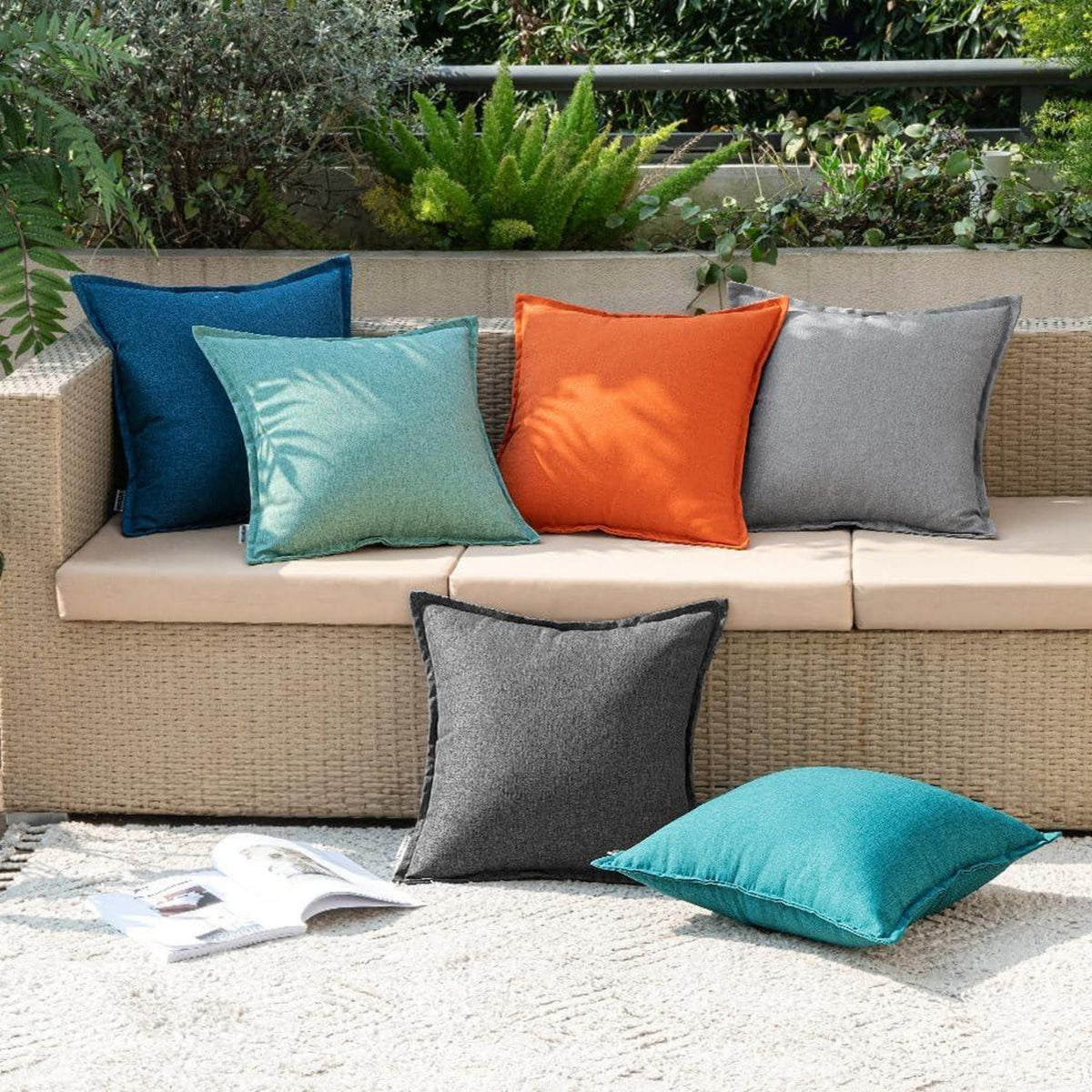 EMEMA Outdoor Kissenbezüge 40x40cm 2er Set Wasserdicht Dunkelgrau