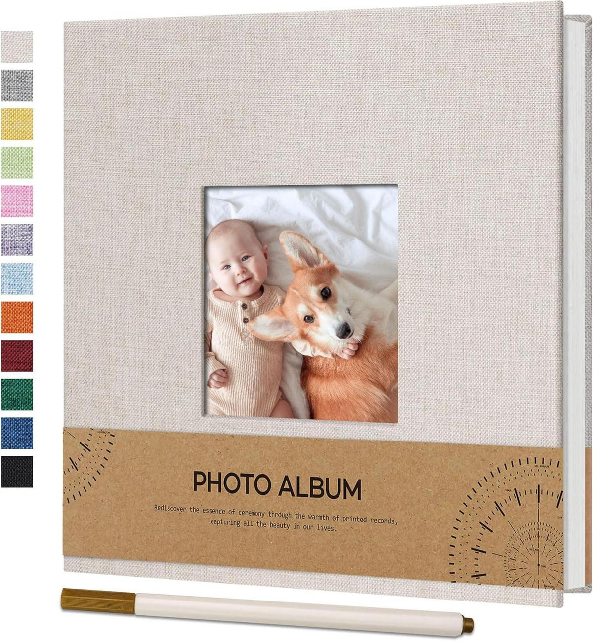 Selbstklebendes Fotoalbum 10x15 Leinen 40 Seiten Beige