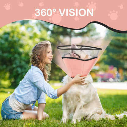Hund Halskrause Leckschutz Operation 360° Sicht Rosa ML 25.5-35.5CM