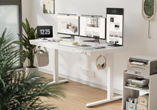 Höhenverstellbarer Schreibtisch Glas 140x60 cm Weiß SEO-Höhe
