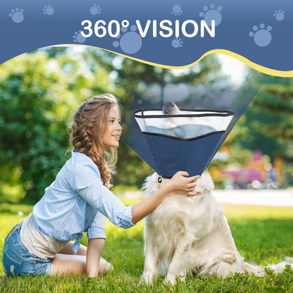 Leckschutz Hundekragen 360°Vision Weich Halskrause Hund Blau XL
