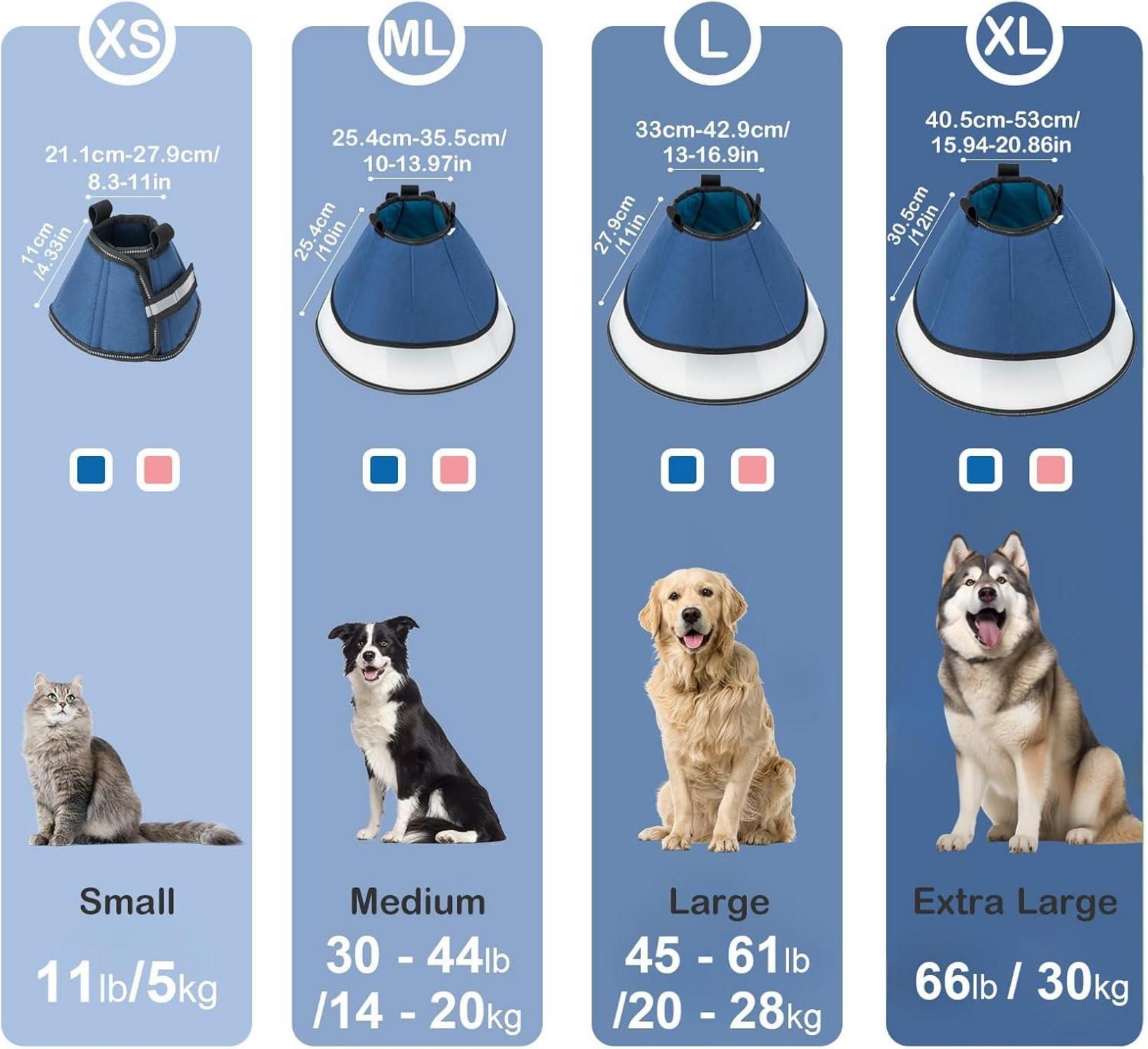 EvcgoX Halskrause Hund Leckschutz Operation Weich Blau ML