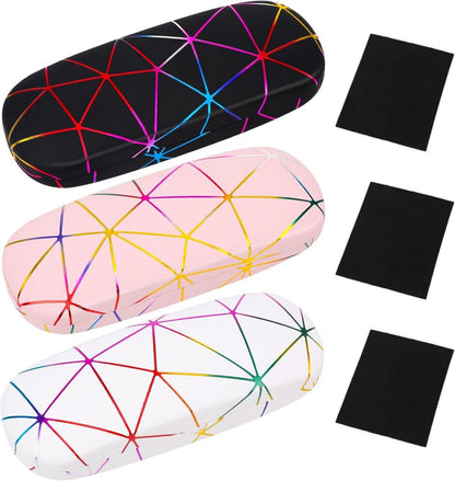 Brillenetui 3er Set Hardcase mit Brillenputztuch Marmormuster