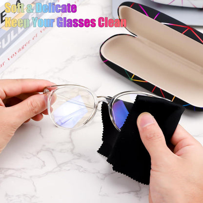 3er Set Großes Brillenetui Hardcase Marmormuster inkl. Putztuch - PU Leder - Damen Sonnenbrille Ablage - 3 Stück