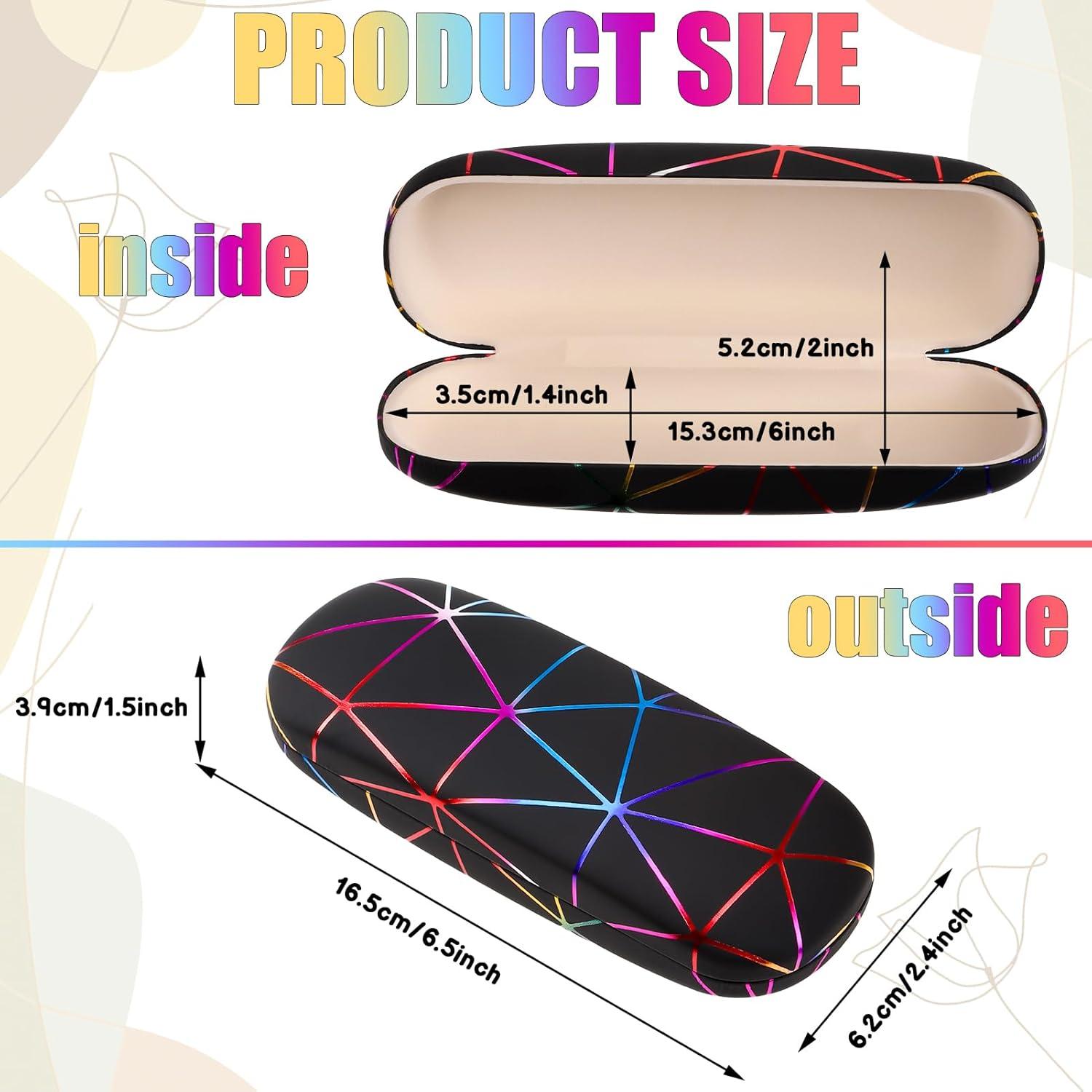 3er Set Brillenetui Hardcase Marmor PU-Leder Groß Tragbar mit Brillenputztuch