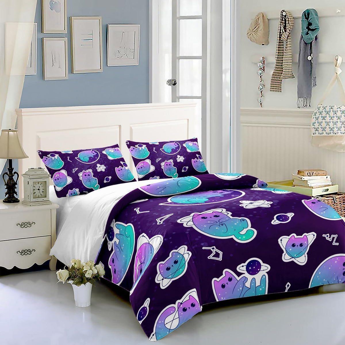Farbverlauf Katze Bettwäsche Set 200x200cm für Kinder