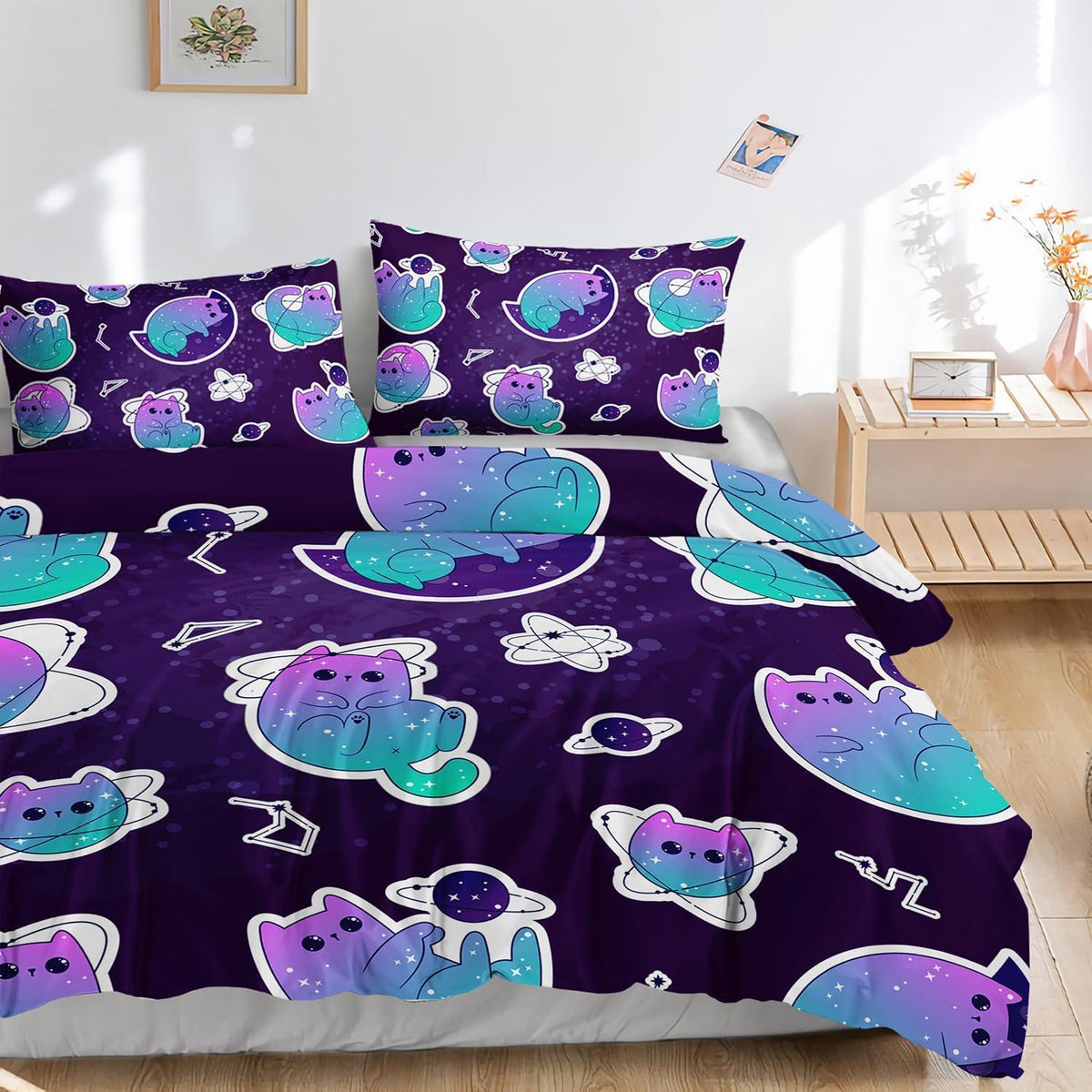 Farbverlauf Katze Bettwäsche Set 200x200cm für Kinder