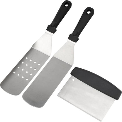 Gusseisen Plancha Grillplatte mit Grillspachtel Set für Gasgrills/Holzkohlegrill