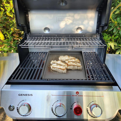 Gusseisen Plancha Grillplatte mit Grillspachtel Set BBQ Zubehör