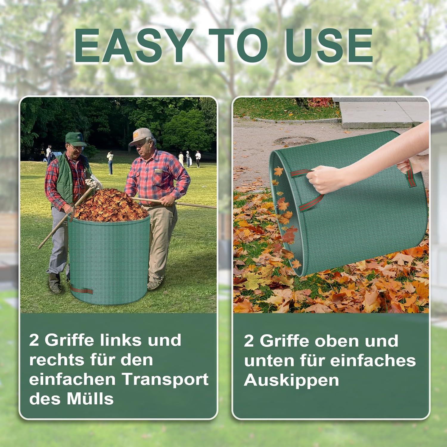 2x 500L Gartenabfallsack robust selbststehend Faltbar Wiederverwendbar