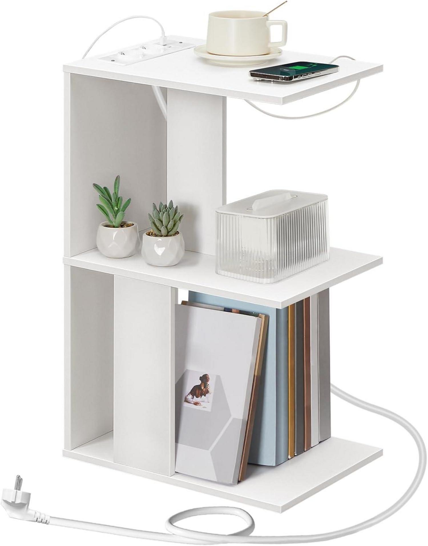 Couchtisch mit Ladestation LED-Sensorleuchte Beistelltisch Ablagen